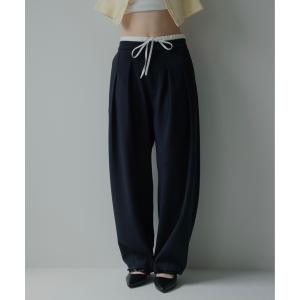 ワイドパンツ スウェットパンツ ジャージ ダブルウエストスウェットパンツ レディース