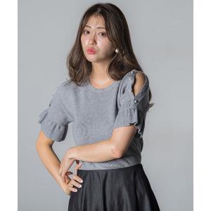 「QUEENS COURT」 7分袖ニット M グレー レディース