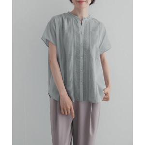 ブラウス シャツ 半袖 コットンレース切替ブラウス レディース