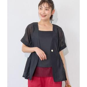 ジャケット ノーカラージャケット シアー麻ノーカラージャケット レディース