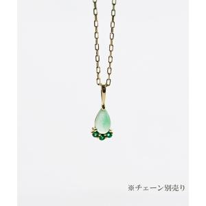 チャーム K10イエローゴールド エメラルド ジェイド ペンダントトップ｜Feuilles レディース メンズ