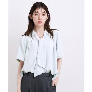 ブラウス シャツ 半袖 半袖になって再登場！「洗える」チャーム付きマルチWAYボウタイブラウス レディース