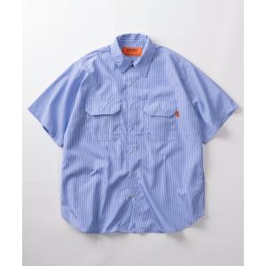 シャツ 半袖 「92」「UNIVERSAL OVERALL/ユニバーサルオーバーオール」ピスネーム ストライプ ワークシャツ/アメカジ メンズ レディース