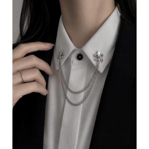 ブローチ 「Bls」「ZA」「Bling Leads」襟ブローチ マルチチェーンクリップ(BL) レディース メンズ