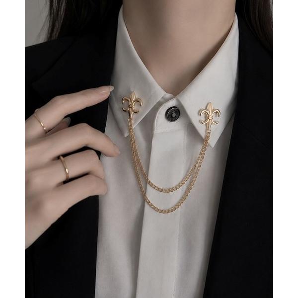 ブローチ 「Bls」「ZA」「Bling Leads」襟ブローチ マルチチェーンクリップ(BL) レ...