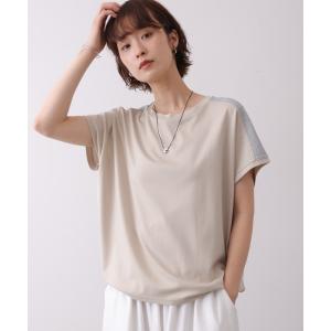 tシャツ 半袖 肩ラメラインＴシャツ レディース
