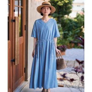 ワンピース 半袖 サニークラウズ　真夏のデニムワンピース「レディース」
