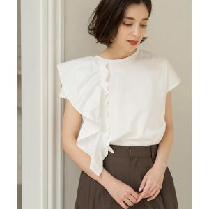 半袖アシメフリルTシャツ レディース