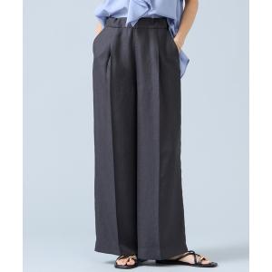 ワイドパンツ パンツ 「定番」麻調タックワイドパンツ（セットアップ可） レディース