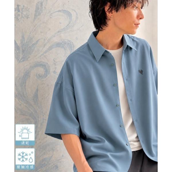 「Java」 半袖シャツ SMALL グレイッシュブルー メンズ