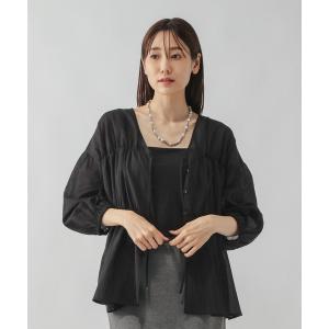 「GLOBAL WORK」 7分袖ブラウス MEDIUM ブラック レディース