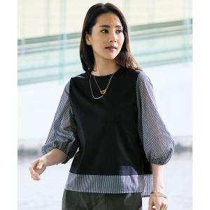 tシャツ ウーブンライクジャージードッキング カットソー レディース