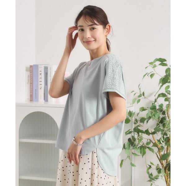 tシャツ 半袖 「冷感／遮熱」肩レースTシャツ レディース
