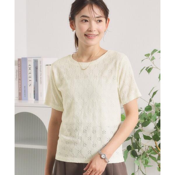 tシャツ 半袖 レースジャカードTシャツ レディース