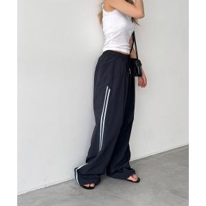 ワイドパンツ パンツ choice_cnl　ナイロンラインパンツ レディース メンズ