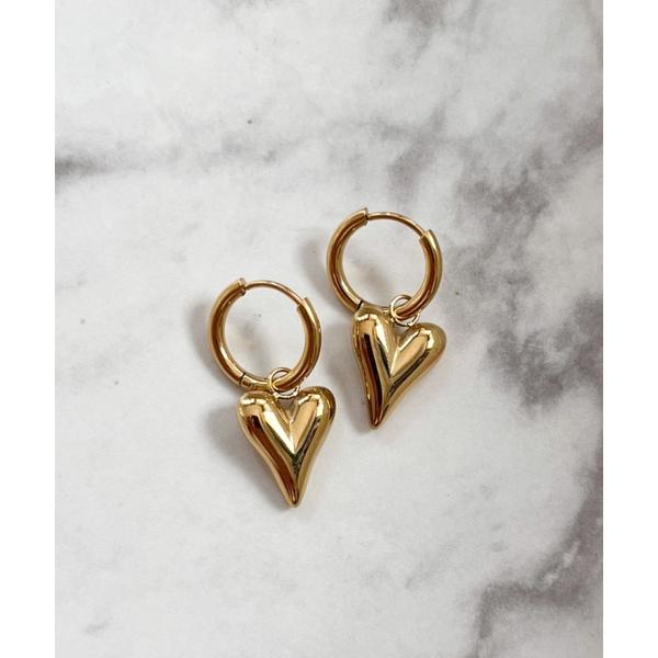 フープ ピアス YU-KA:ハートドロップフープピアス Heart Drop Hoop Earrin...
