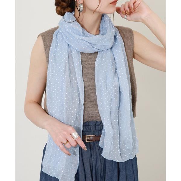 ストール マフラー ドット柄クシュクシュシワ加工ストール レディース