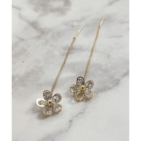 ピアス YU-KA:ジルコニアフラワーハンギングピアス Zirconia Flower Hangin...