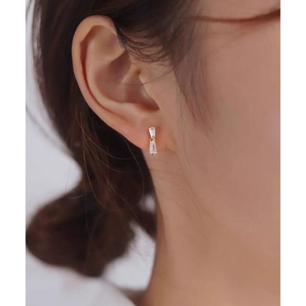 ピアス YU-KA:バゲットカットビジューピアス Baguette-cut jewel earrin...