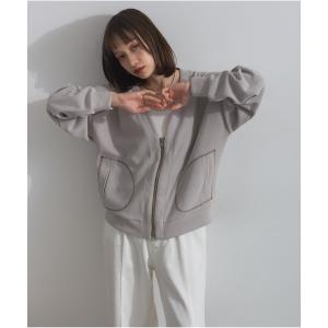 カーディガン アクセントステッチZIPカーディガン レディース