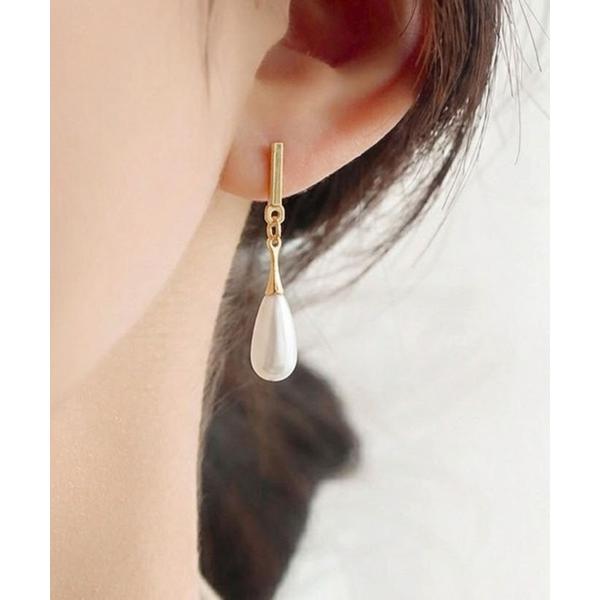 イヤリング YU-kA:パールドロップスイングイヤリング Pearl Drop Swing Earr...