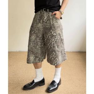 ZARAレオパード柄 デニムショートパンツ メンズ ZARA（ザラ） レオパード デニムショーツ メンズ FR：40-44 中古 古着