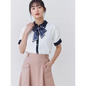 ブラウス シャツ 半袖 スカーフタイハーフスリーブシャツ レディース