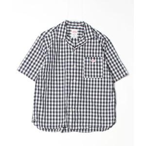 「DANTON」 半袖シャツ 38 ネイビー メンズ