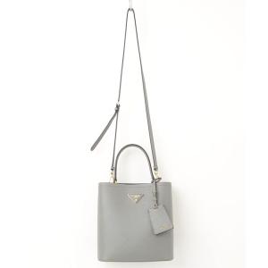 「PRADA」 サフィアーノ キュイール パニエ 2WAYハンドバッグ（1BA212） - グレー レディース