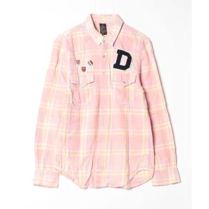 「DOUBLE STANDARD CLOTHING」 チェック柄長袖シャツ 46 ピンク メンズ