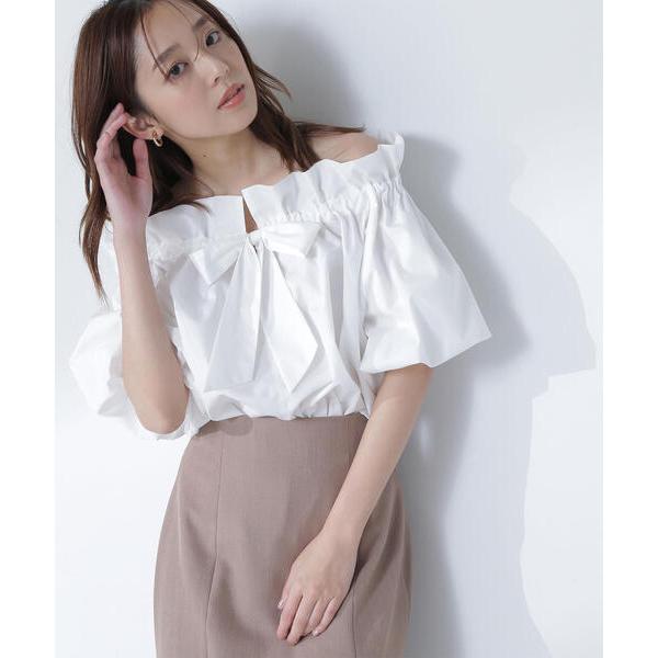 「NATURAL BEAUTY BASIC」 半袖ブラウス MEDIUM オフホワイト レディース