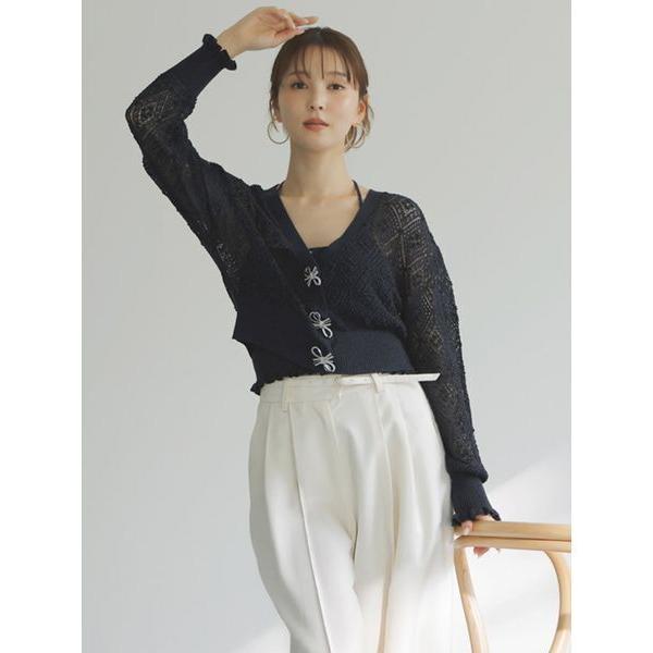 「SNIDEL」 ニットカーディガン ONE SIZE ネイビー レディース