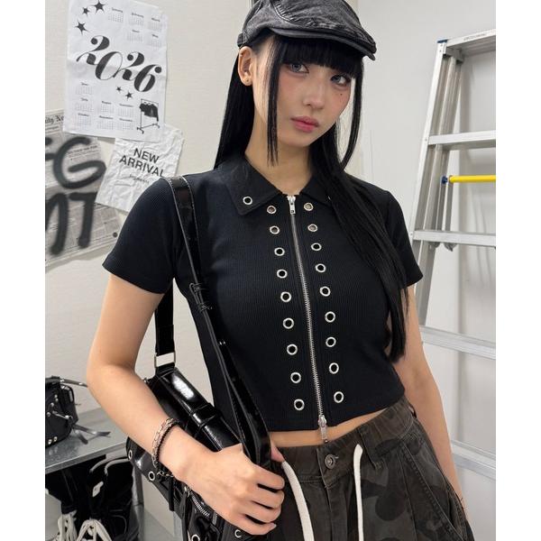 ハトメクロップドZIPトップ レディース