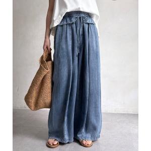 ワイドパンツ ジーンズ デニム デニムパンツ 「WEB限定」ウエストペプラムイージーパンツ レディース