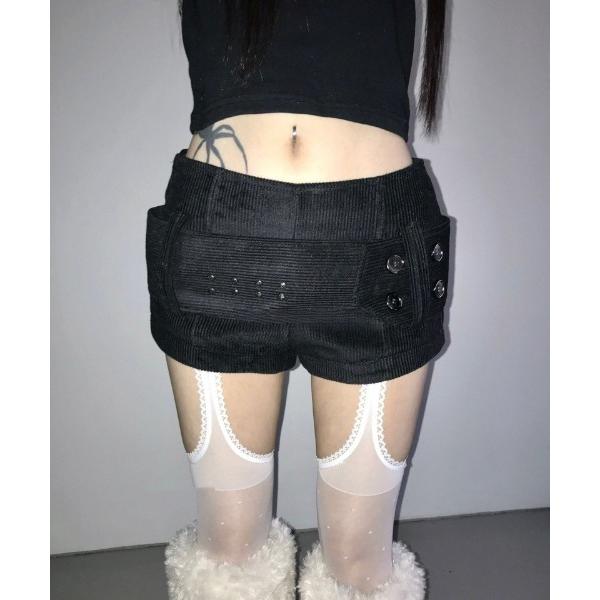 パンツ ダブルアイレットベルトデザインショートパンツ レディース
