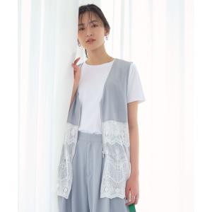 ベスト ジレ レースドッキングZIPベスト レディース