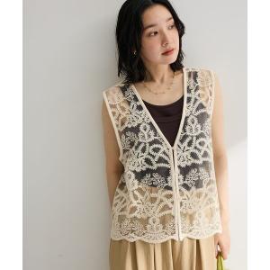 ベスト ジレ レース刺繍ベスト レディースの商品画像