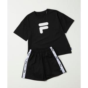 水着 「FILA:フィラ」キッズロゴラッシュTシャツ+ハーフパンツセットアップ水着　インナーショーツ一体型 キッズ 子供 男の子 女の子