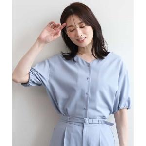 ブラウス シャツ 半袖 パフスリーブVネックブラウス/UVカット/洗濯機で洗える/WEB限定サイズあり/セットアップ対応可 レディース