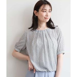 ブラウス シャツ 半袖 バルーンヘム幾何柄ブラウス/UVカット/接触冷感/洗濯機で洗える/WEB限定サイズあり レディース