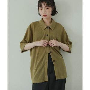 tシャツ 半袖 半袖ニットソーポロカーディガン レディース