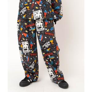 ワイドパンツ パンツ R4500 JUNKサンデープリントカーブシームパンツ レディース