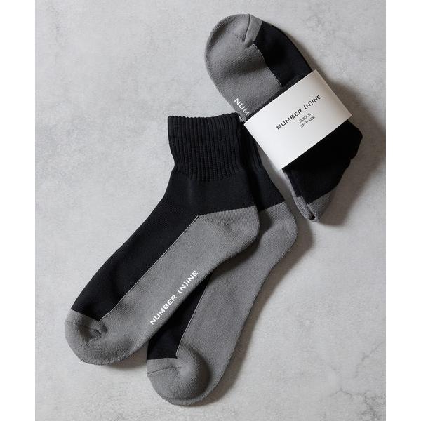 靴下 100% FINE COTTON 2-PACK PLAIN TWO-TONE QUARTER ...