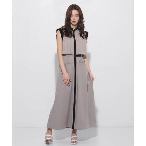 ワンピース 夏 「大人気！」シアープリーツバイカラーワンピース｜夏服/オフィスカジュアル/オケージョン/接触冷感/抗ピリング