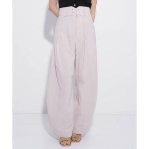 ワイドパンツ パンツ 「体型問わずきれいに履ける」SOLOノッチベルトコクーンパンツ｜夏服/オフィスカジュアル/ウォッシャブル/ストレッチ/防シワ/軽量