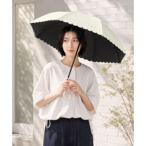 日傘 傘 「UVカット率・遮光率100%生地使用」スカラップリボン刺繍晴雨兼用長傘 日傘 レディース