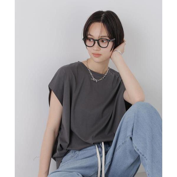 tシャツ 半袖 接触冷感コットンプレーティング天竺タックコクーントップス レディース