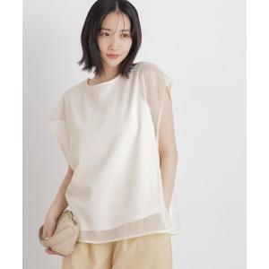 tシャツ 半袖 カラミメッシュレイヤードカットトップス レディース