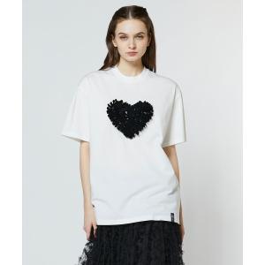 tシャツ ハートフリル刺繍コットンTシャツ（WEB限定) レディース