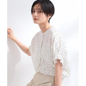 ブラウス シャツ タックスリーブ プリントブラウス「イージーアイロン／洗濯機OK」 レディース